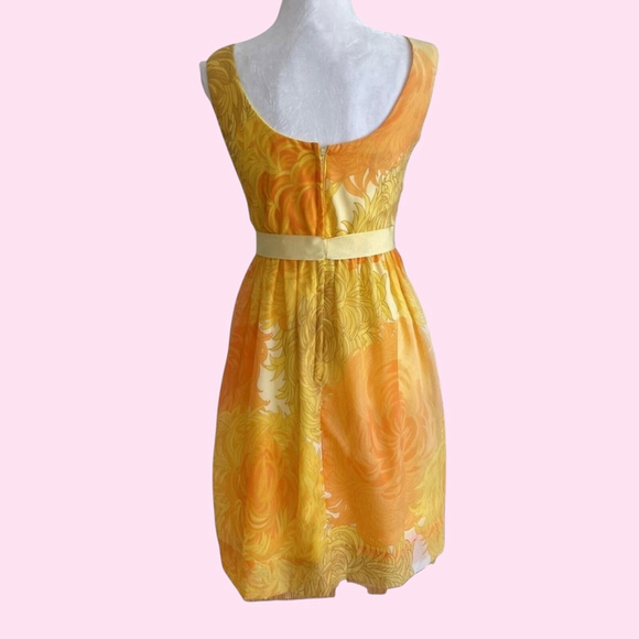 Vintage Yellow Orange Chiffon Sleeveless Fit and Flare Dress Malia Hawaii Tiki - Picture 2 of 14